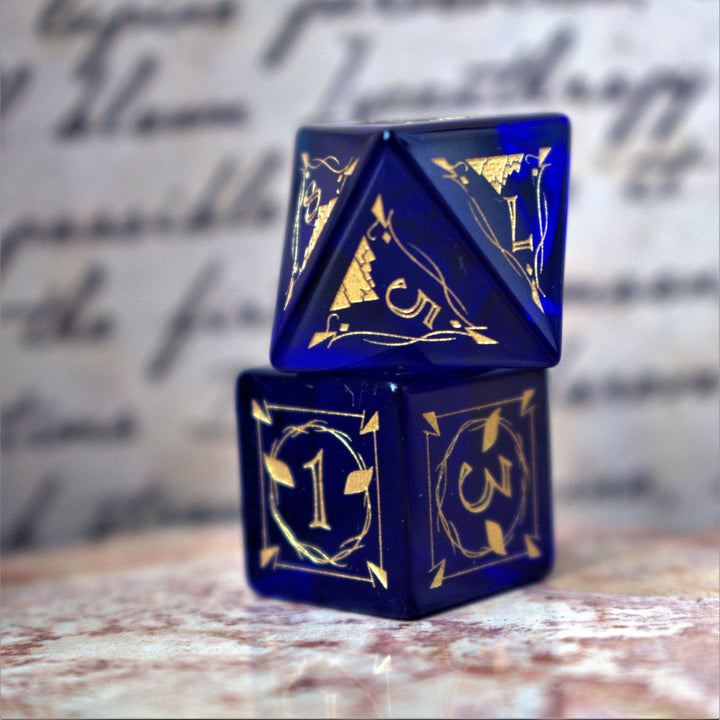 Fangs of Winter Blue Glass Dice Set by Misty Mountain Gaming