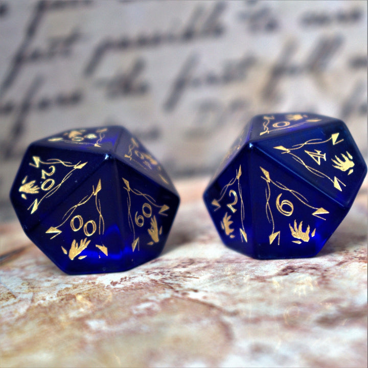 Fangs of Winter Blue Glass Dice Set by Misty Mountain Gaming