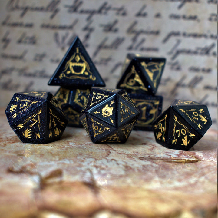 Fangs of Winter Blue Sandstone Stone Dice Set by Misty Mountain Gaming