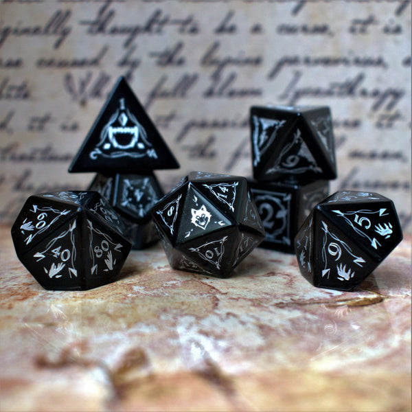 Fangs of Winter Obsidian Stone Dice Set by Misty Mountain Gaming