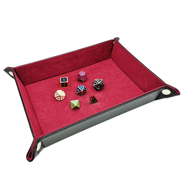 Foldable Dice Tray Dice Set - Red by Haxtec