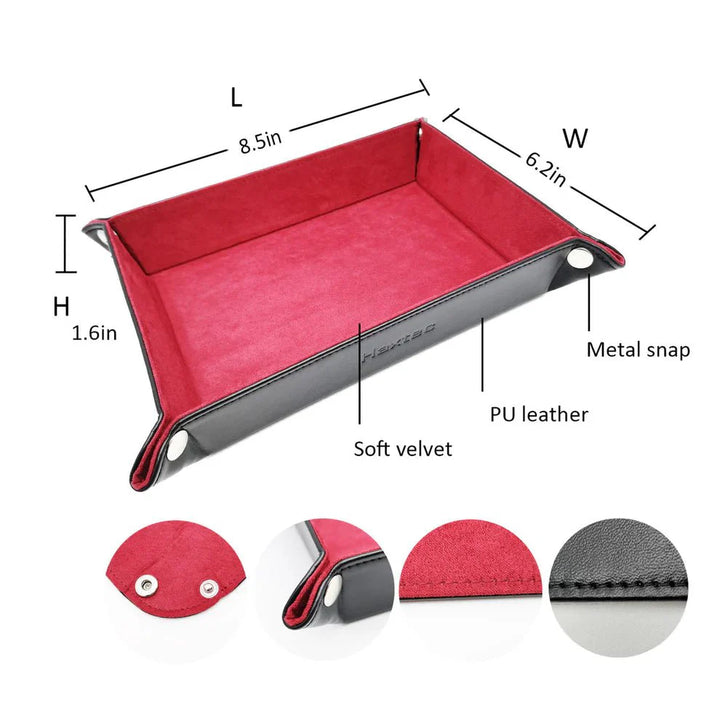 Foldable Dice Tray Dice Set - Red by Haxtec