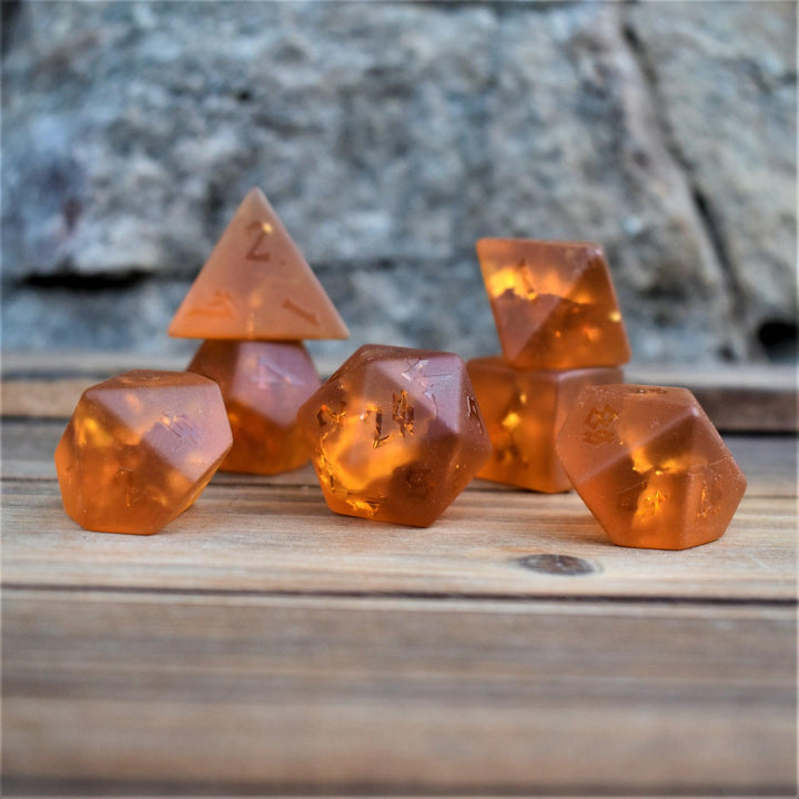 Gates of Helheim Raised Lava Glass Dice Set by Misty Mountain Gaming