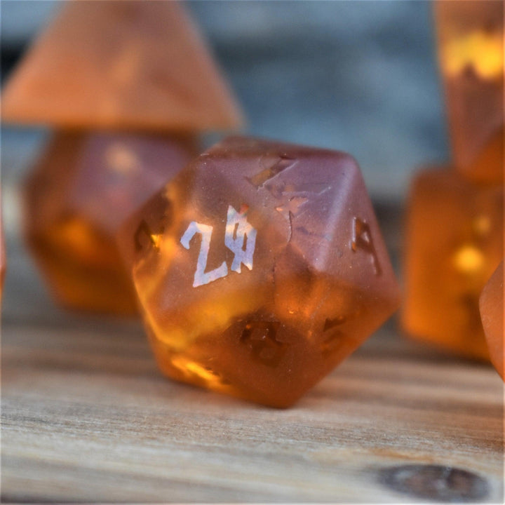 Gates of Helheim Raised Lava Glass Dice Set by Misty Mountain Gaming