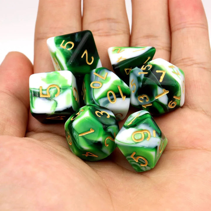 Gemini Dice Set - Green White by Haxtec