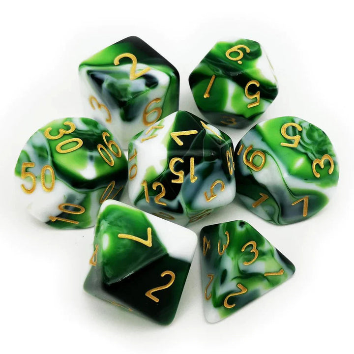 Gemini Dice Set - Green White by Haxtec