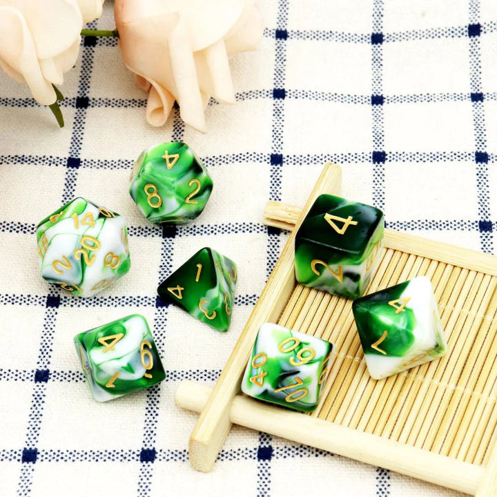 Gemini Dice Set - Green White by Haxtec