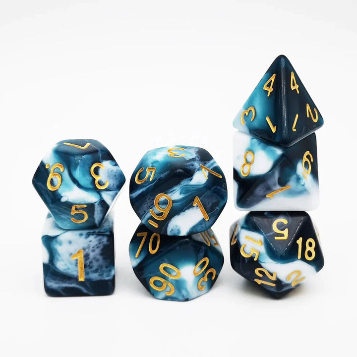 Gemini Dice Set, Teal White by Haxtec