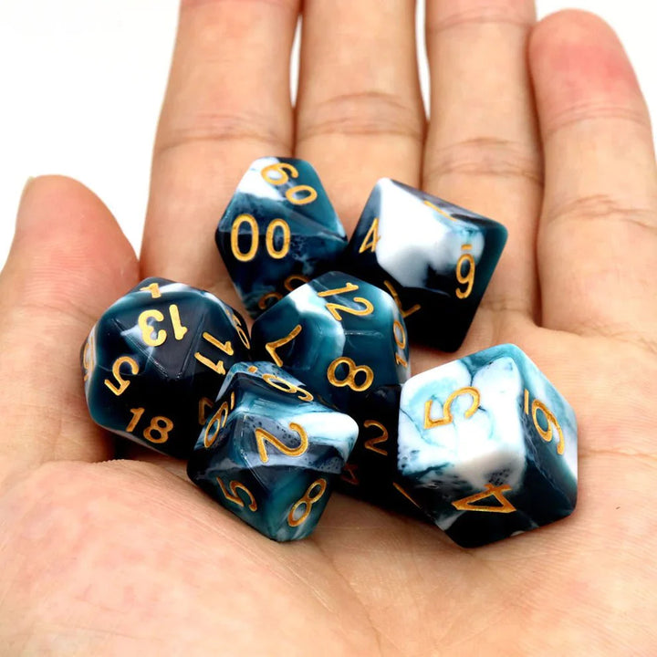 Gemini Dice Set, Teal White by Haxtec