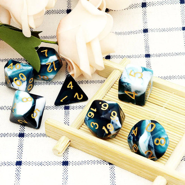 Gemini Dice Set, Teal White by Haxtec