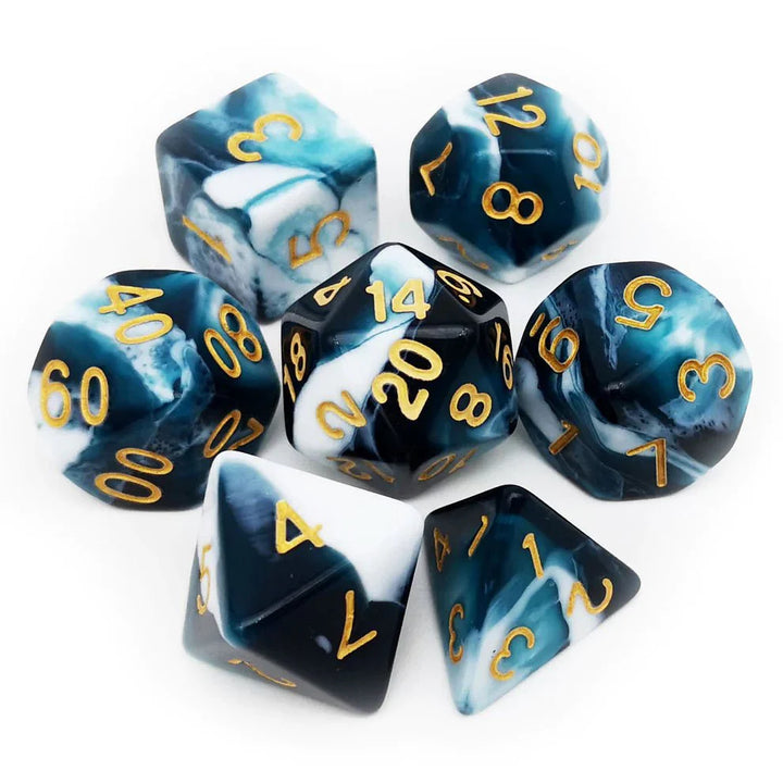 Gemini Dice Set, Teal White by Haxtec