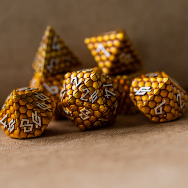 Gold Dragon's Egg Metal Dice Set by Misty Mountain Gaming