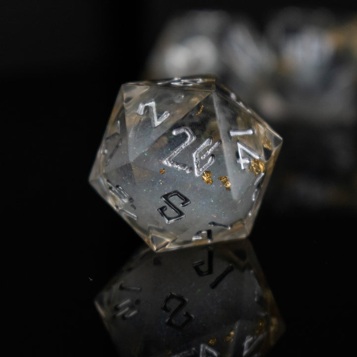 Golden Ashes Liquid Core Dice Set by Misty Mountain Gaming