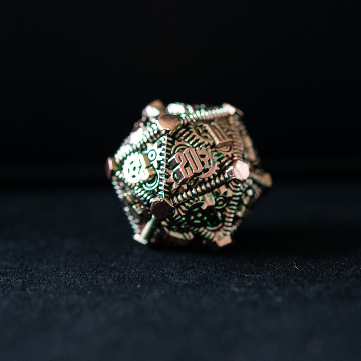 Green and Bronze - Weird West Wasteland Metal Dice Set by Misty Mountain Gaming