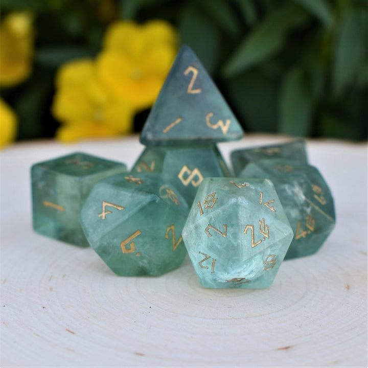 Green Fluorite Stone Dice Set by Misty Mountain Gaming