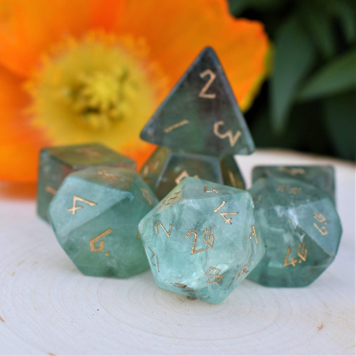 Green Fluorite Stone Dice Set by Misty Mountain Gaming