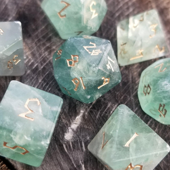 Green Fluorite Stone Dice Set by Misty Mountain Gaming