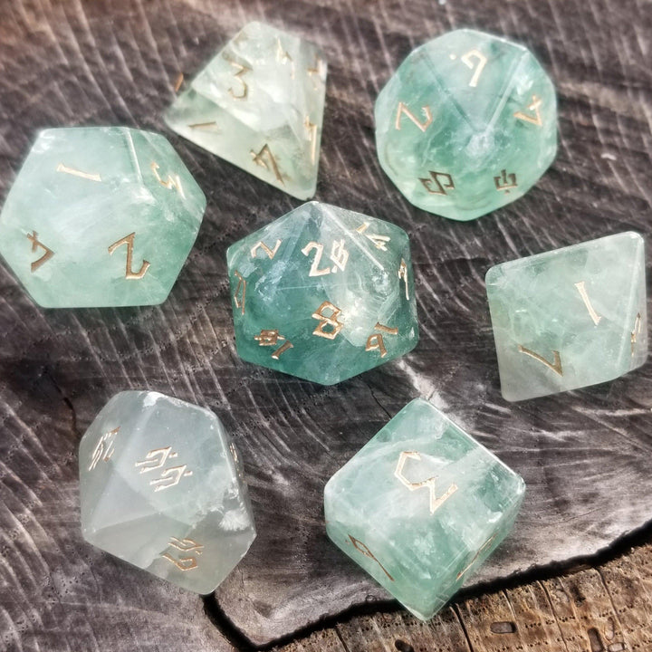 Green Fluorite Stone Dice Set by Misty Mountain Gaming