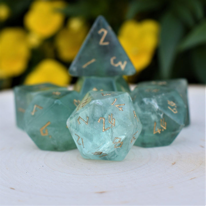 Green Fluorite Stone Dice Set by Misty Mountain Gaming