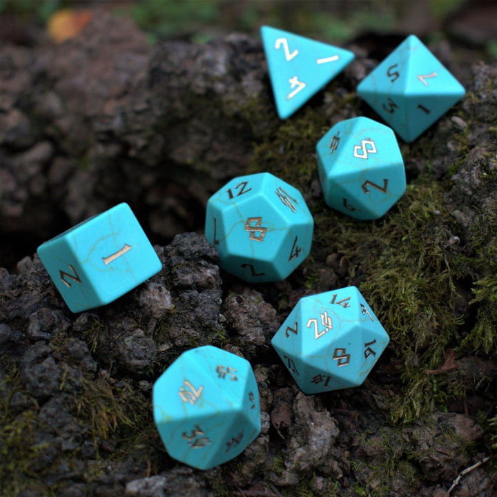 Green Turquoise Stone Dice Set by Misty Mountain Gaming