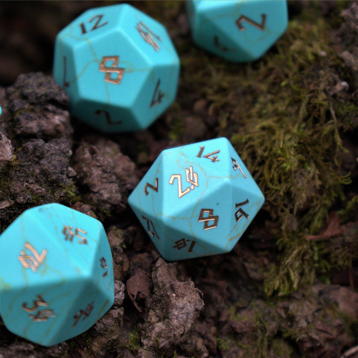 Green Turquoise Stone Dice Set by Misty Mountain Gaming