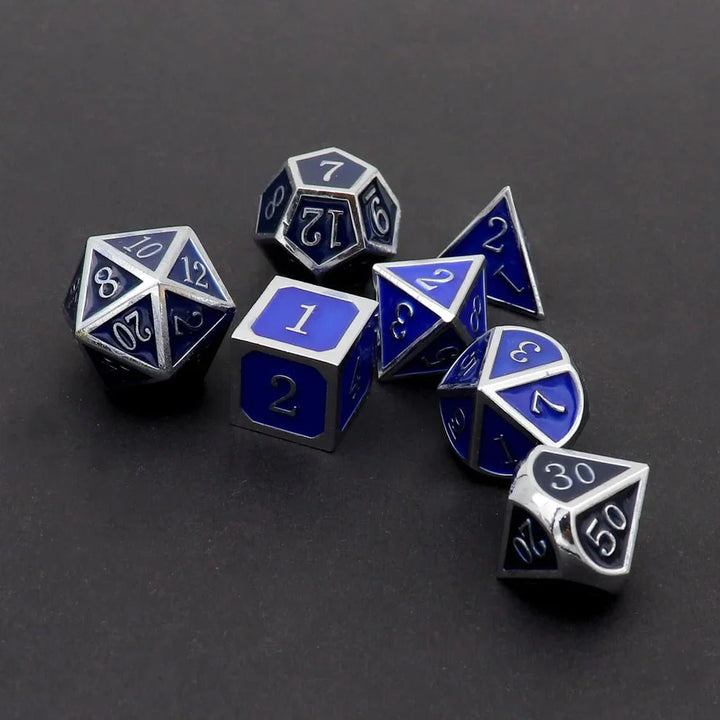 Heat Sensitive Dice Set - Silver Black Blue Shift by Haxtec