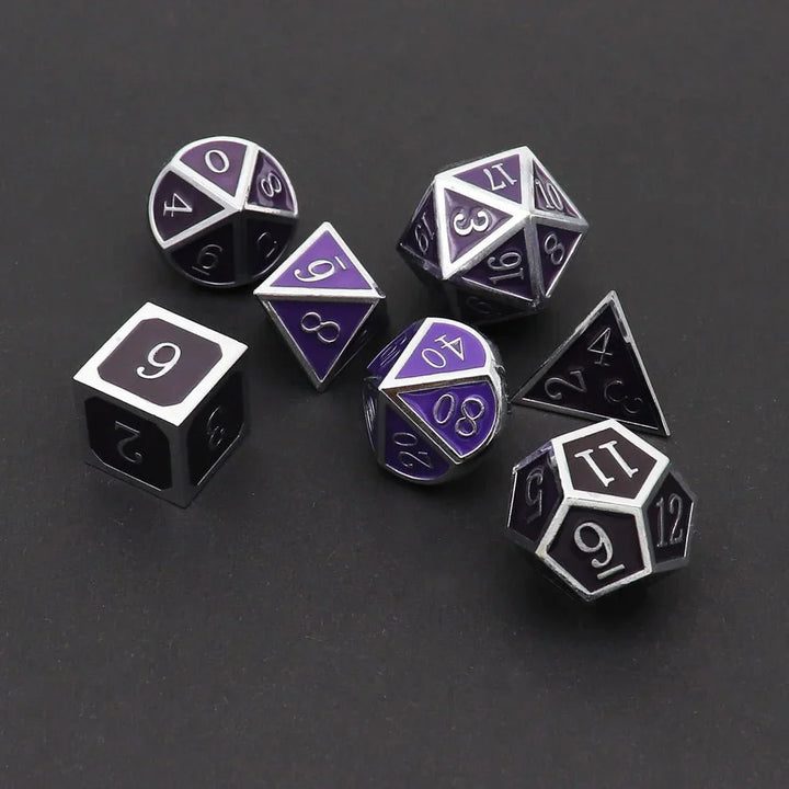 Heat Sensitive Dice Set - Silver Black Purple Shift by Haxtec