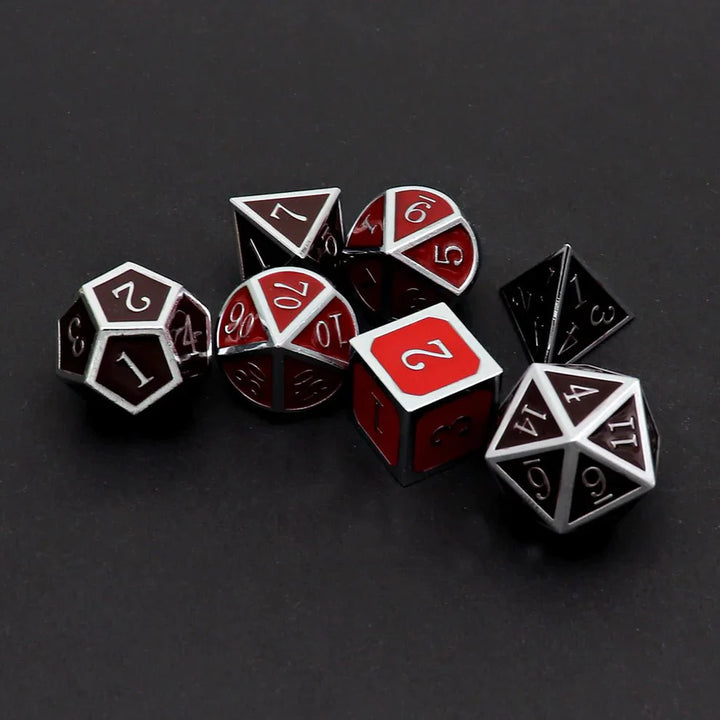 Heat Sensitive Dice Set - Silver Black Red Shift by Haxtec