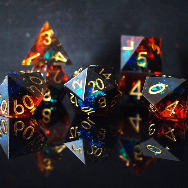 Hellish Rebuke Sharp-Edged Resin Dice Set by Misty Mountain Gaming