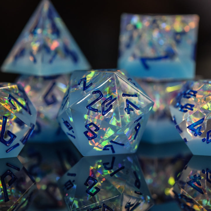 Ice Storm Sharp-Edged Resin Dice Set by Misty Mountain Gaming