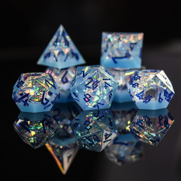 Ice Storm Sharp-Edged Resin Dice Set by Misty Mountain Gaming