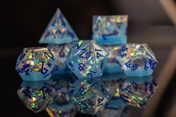 Ice Storm Sharp-Edged Resin Dice Set by Misty Mountain Gaming