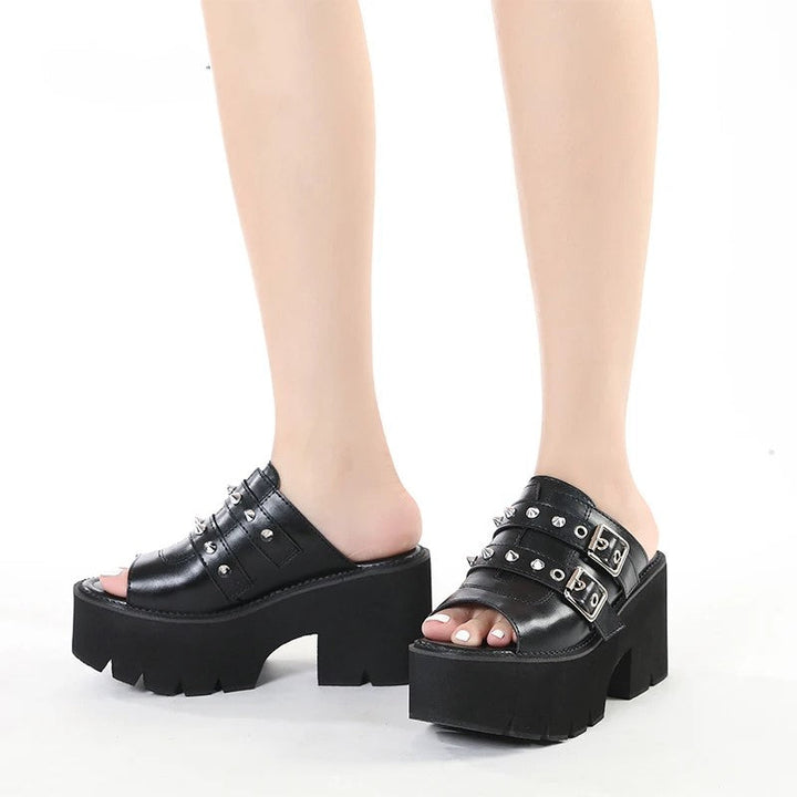 Earthbound Buckle Spiked Platform Mule by Darkstorm