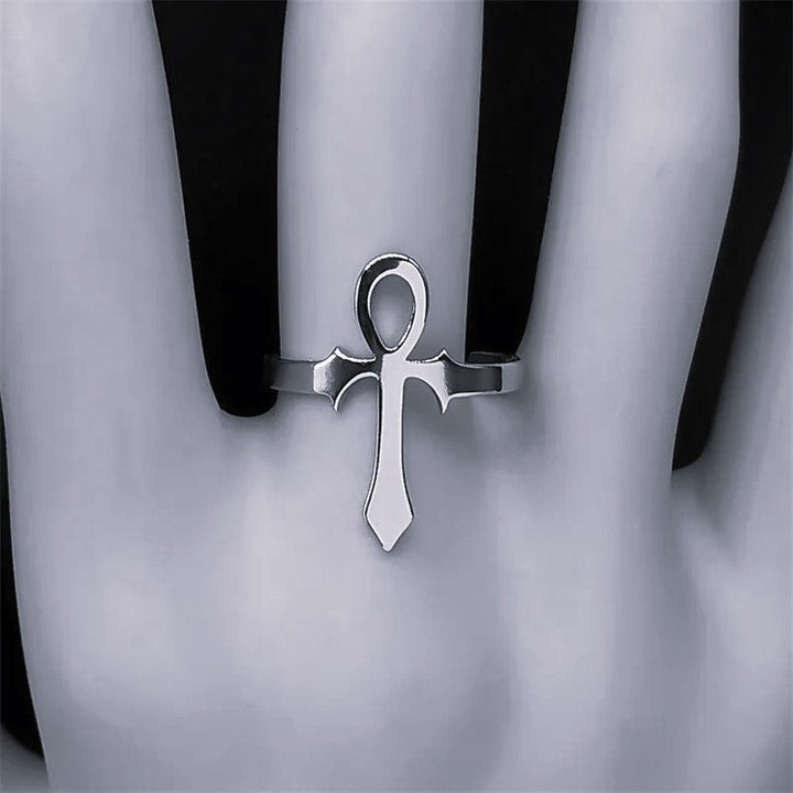 Egyptian Ankh Stainless Steel Expandable Ring by Darkstorm