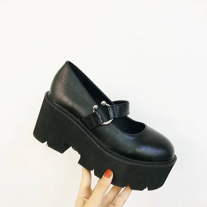 Pierced platform PU Mary Jane-1