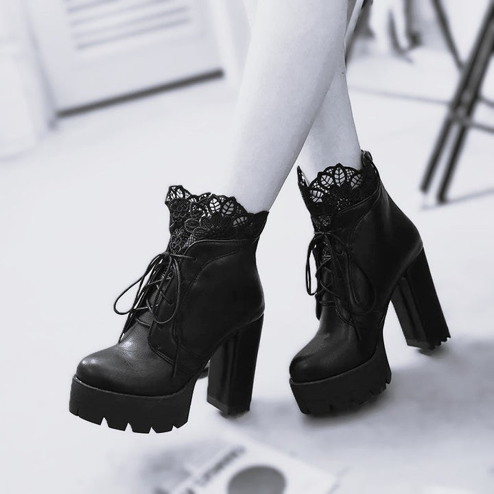 Dark Fae Gothic Lace Top High heeled Boot-1