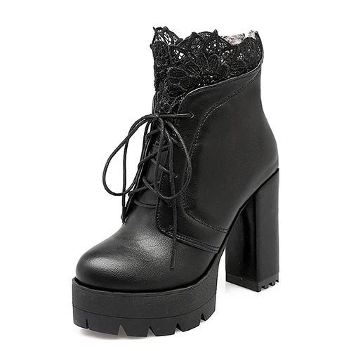 Dark Fae Gothic Lace Top High heeled Boot by Darkstorm