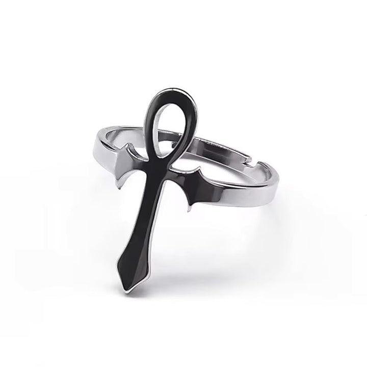 Egyptian Ankh Stainless Steel Expandable Ring by Darkstorm