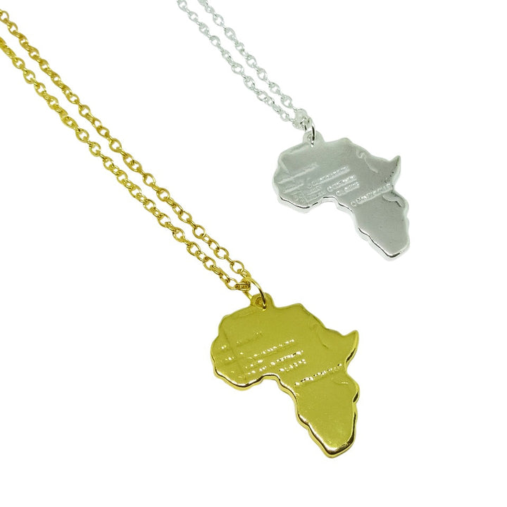 Africa Map Steel Necklace-0