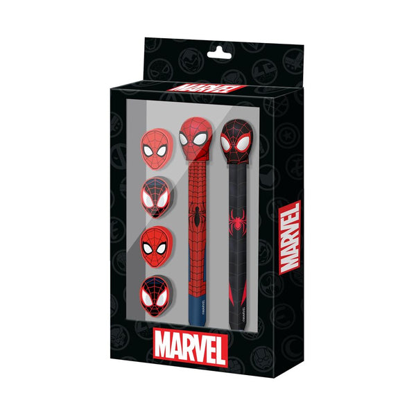 Marvel Spiderman Pen + Pencil + 4 erasers pack