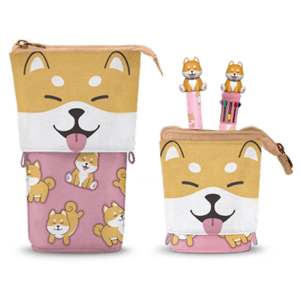 Oh My Pop! Shiba pencil casel + Pen 10 colours + erasable pen