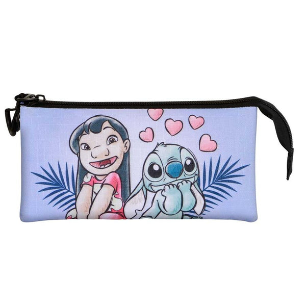 Disney Stitch Couple triple pencil case