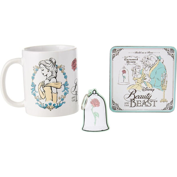 Disney Beauty and the Beast Set Mug + keyring + coaster