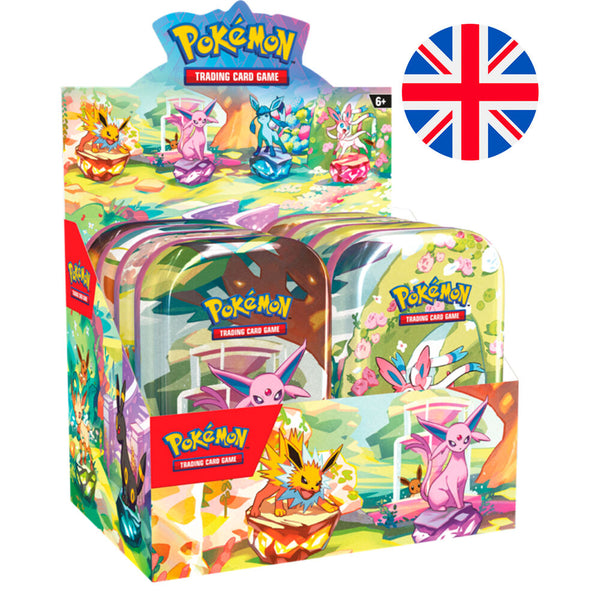 English Pokemon Tin mini Prismatic Evolutions assorted trading card game
