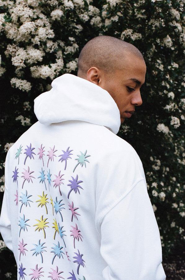 Hoodie In White With Tropical Palm Tree Print by Dreambutdonotsleep