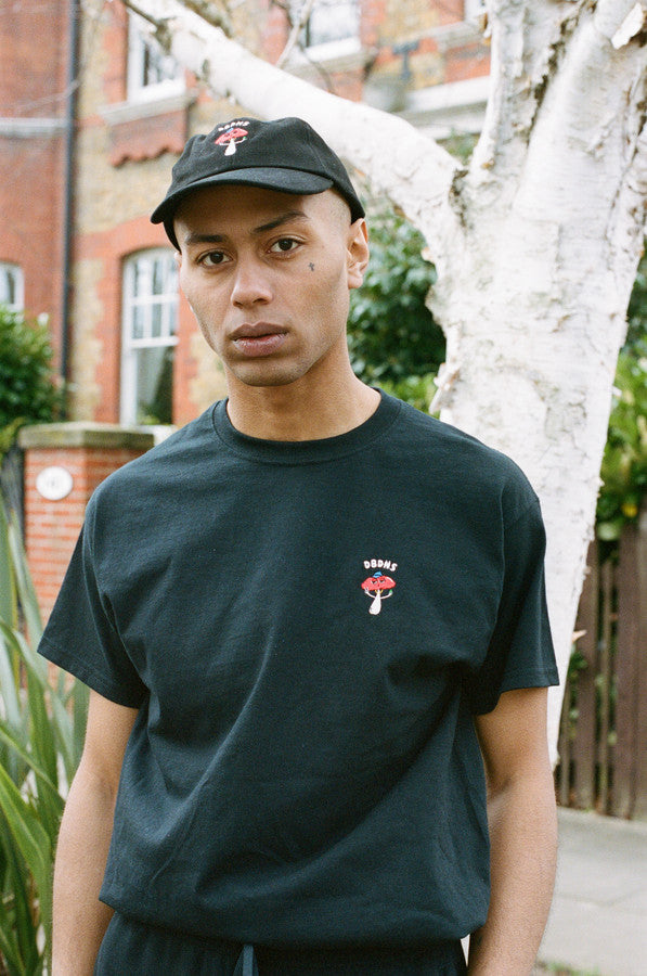 Short Sleeved T-Shirt in Black With Embroidered Bro Shroom by Dreambutdonotsleep