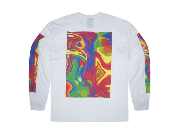 Long Sleeved T-shirt In White With Trippy Festival Print by Dreambutdonotsleep