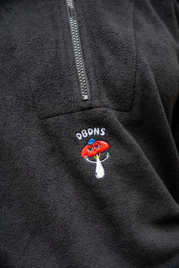 Fleece In Black With Bro Shroom Embroidery by Dreambutdonotsleep