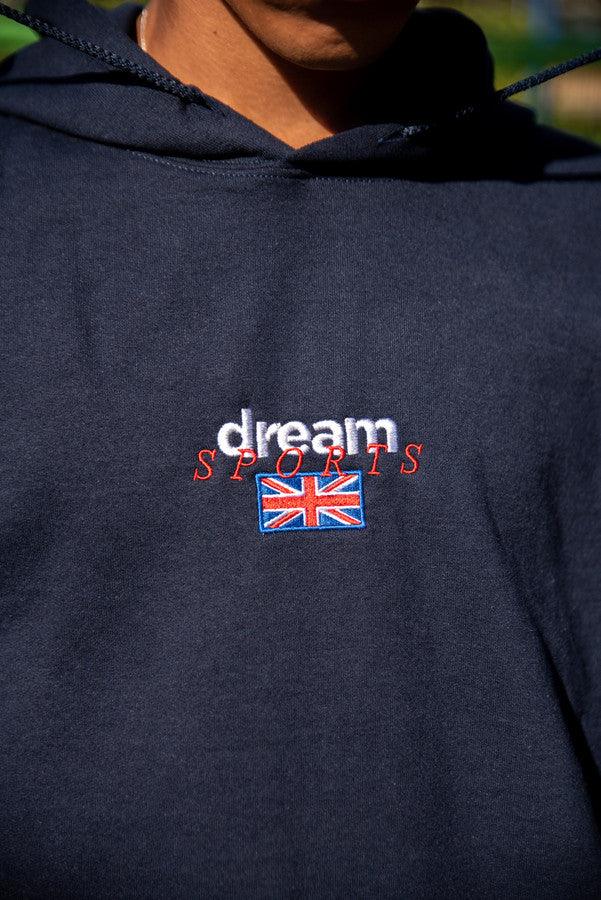 Hoodie in Navy with Dream Sports Logo Embroidery by Dreambutdonotsleep