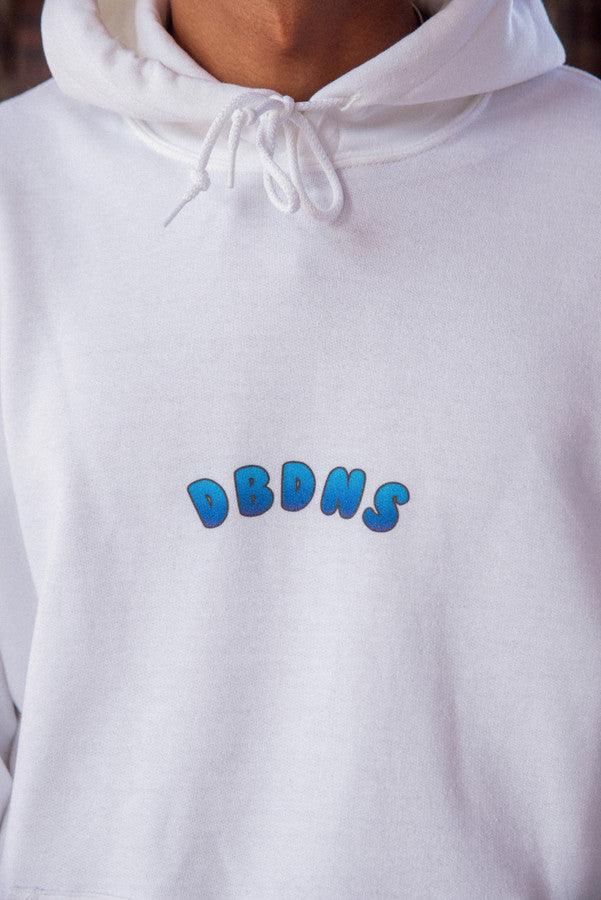 Hoodie in White with Blueberry Bubble Logo Print by Dreambutdonotsleep